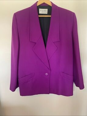80s Vintage Women's Purple, Wool Blazer Jacket Size 8